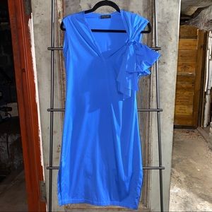 Vionnet Cornflower Blue Cotton Sleeveless Bow Dress